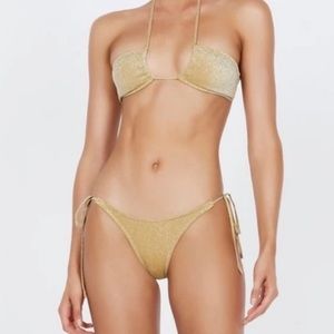 TRIANGL Aster Gold Bikini Top Only